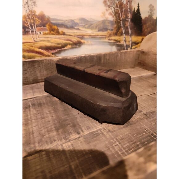 Antique Hand-Carved Sycamore Wood Printing Block Floral Design Folk Art Decor - Picture 4 of 7